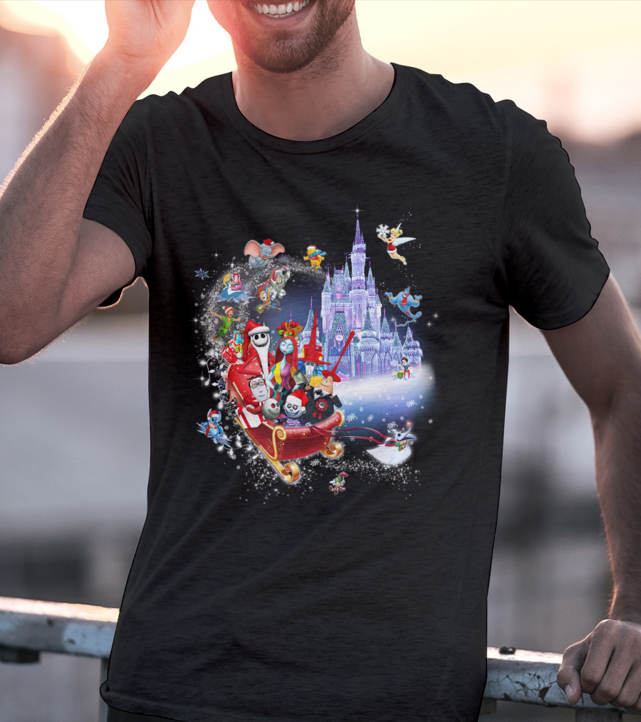 Jack Christmas Nightmare Before Christmas Disney Castle Crossover T-Shirt