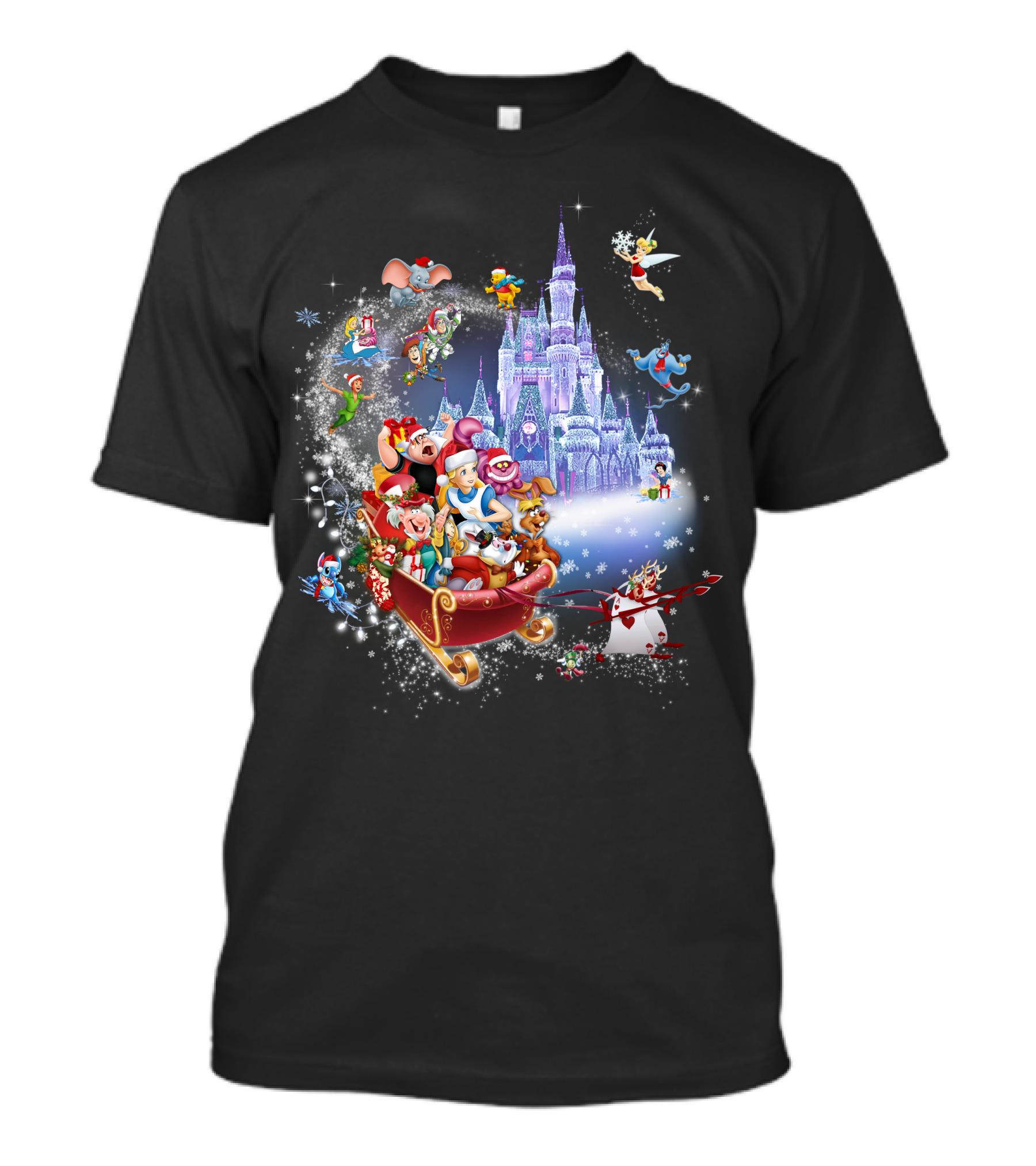 Alice Disney Christmas Wonderland With Castle And Characters T-Shirt