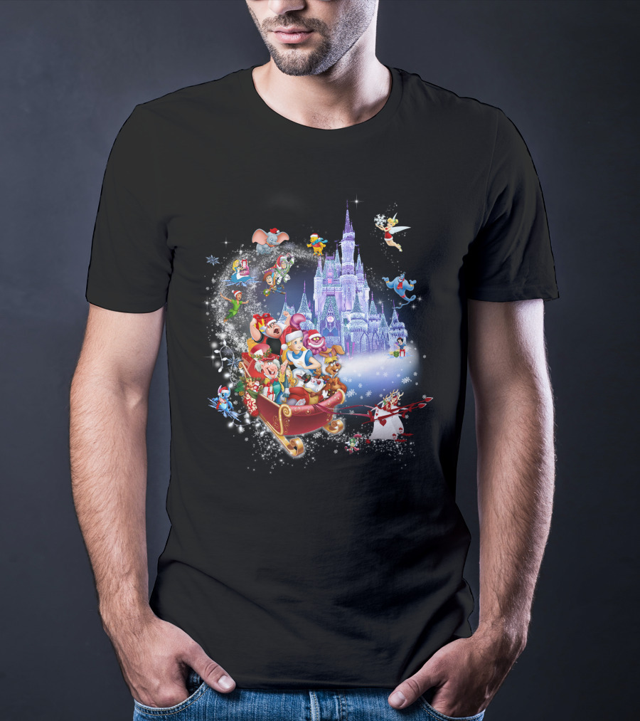 Alice Disney Christmas Wonderland With Castle And Characters T-Shirt