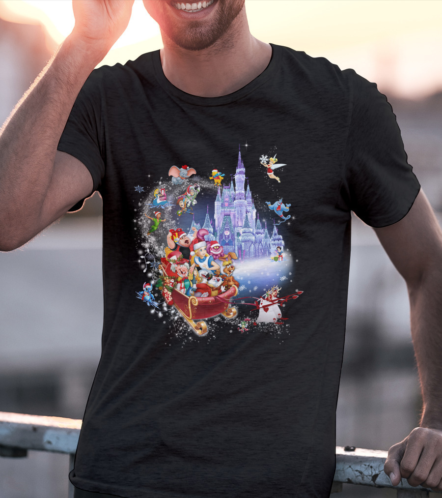 Alice Disney Christmas Wonderland With Castle And Characters T-Shirt