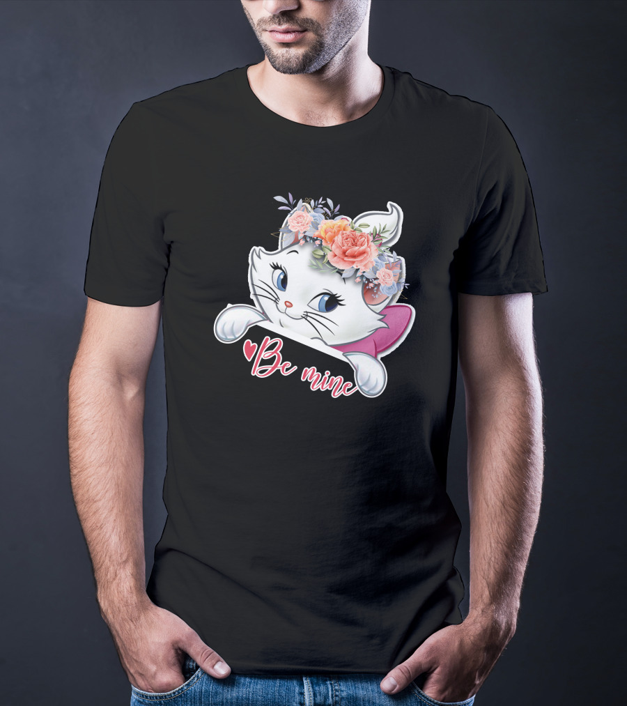 Marie Cat Be Mine Floral Headband T-Shirt