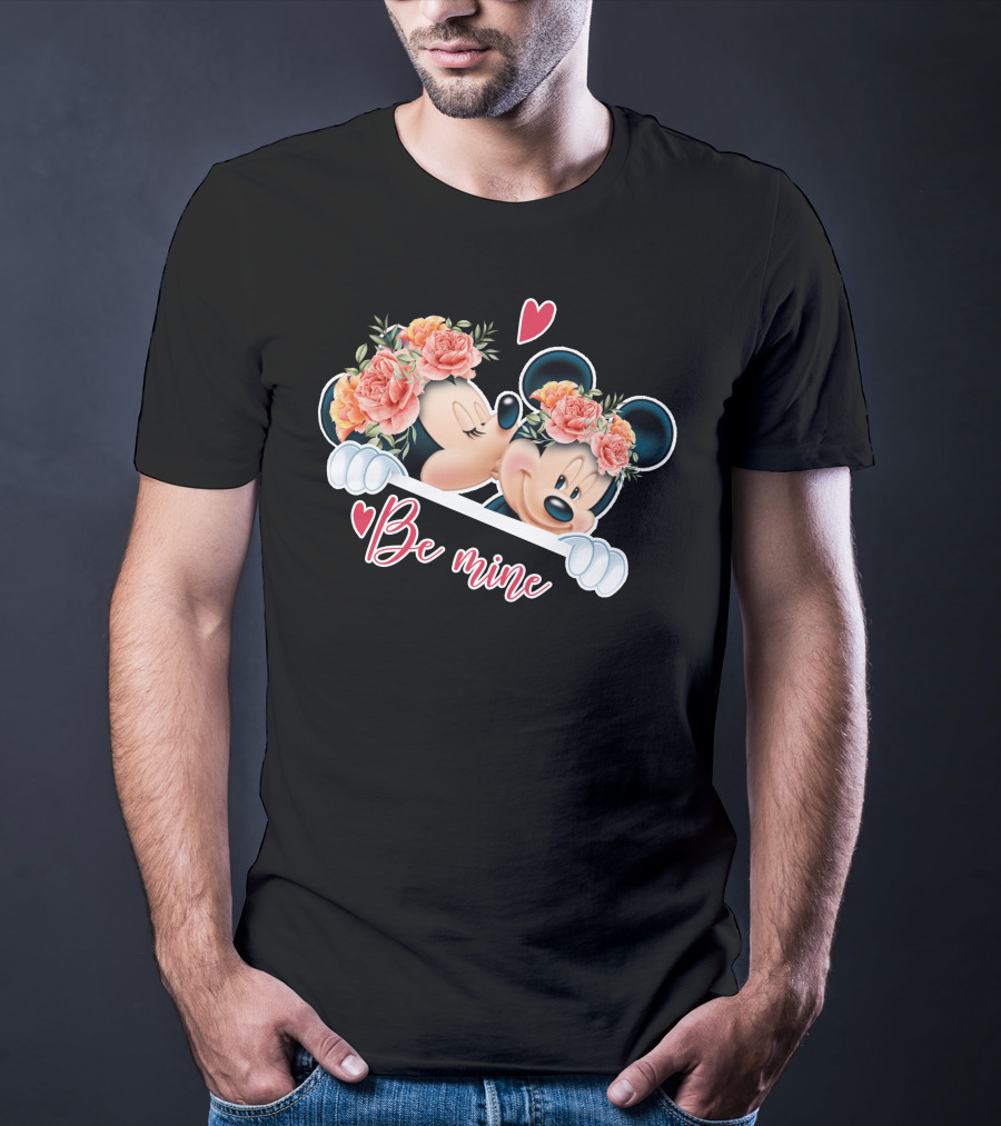 Mickey Minnie Be Mine Floral Romance T-Shirt