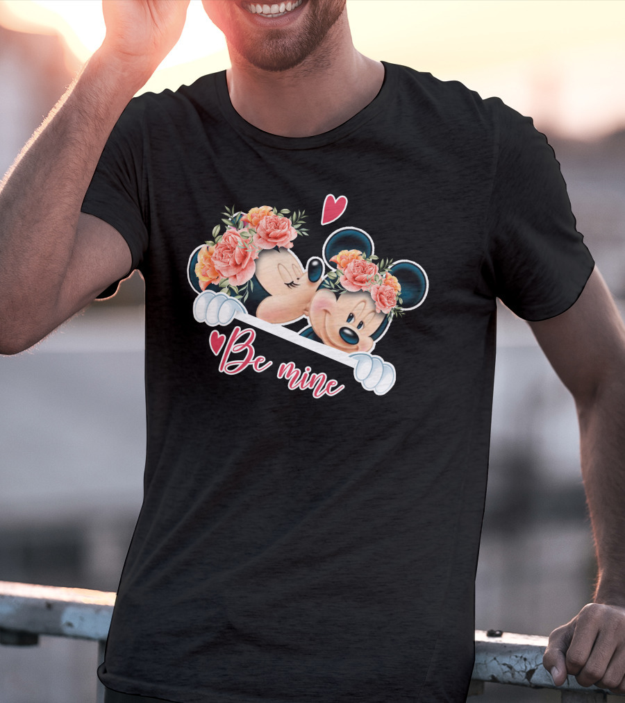 Mickey Minnie Be Mine Floral Romance T-Shirt