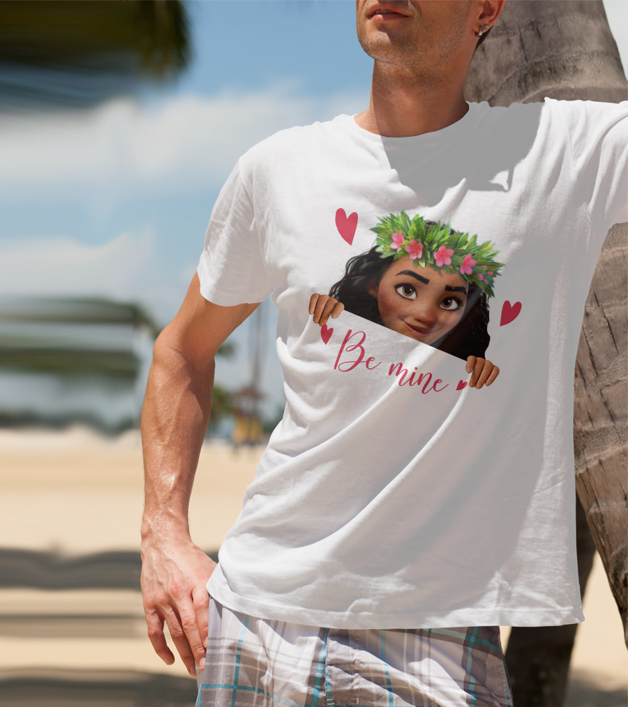 Moana Valentine's Be Mine Hearts Floral Crown T-Shirt