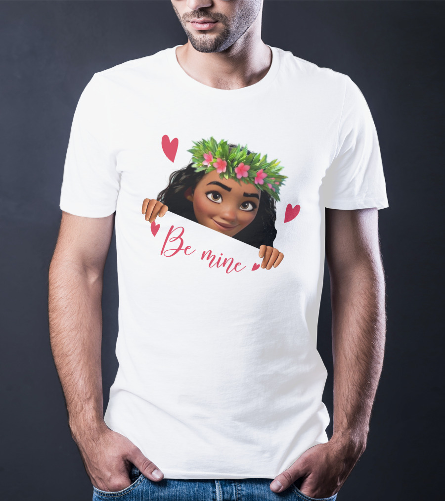 Moana Valentine's Be Mine Hearts Floral Crown T-Shirt