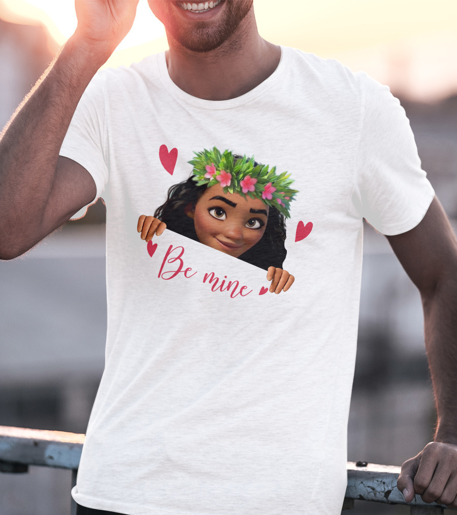 Moana Valentine's Be Mine Hearts Floral Crown T-Shirt