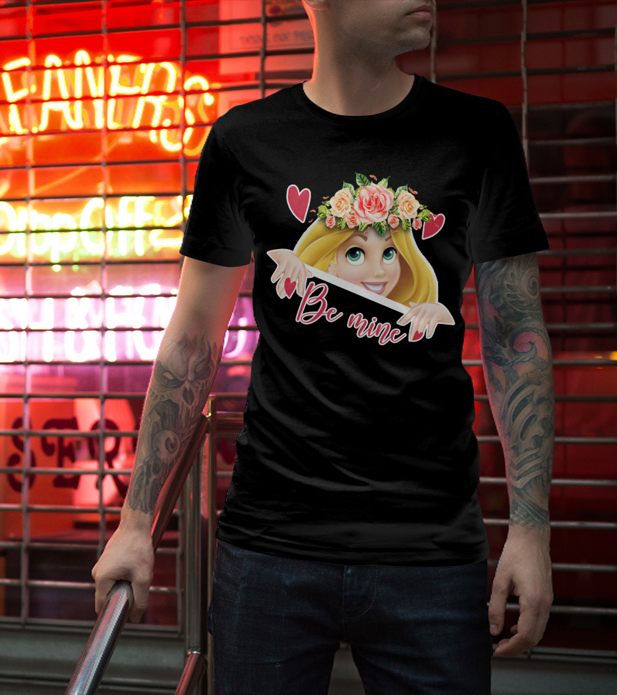 Rapunzel Floral Be Mine Valentines Hearts T-Shirt