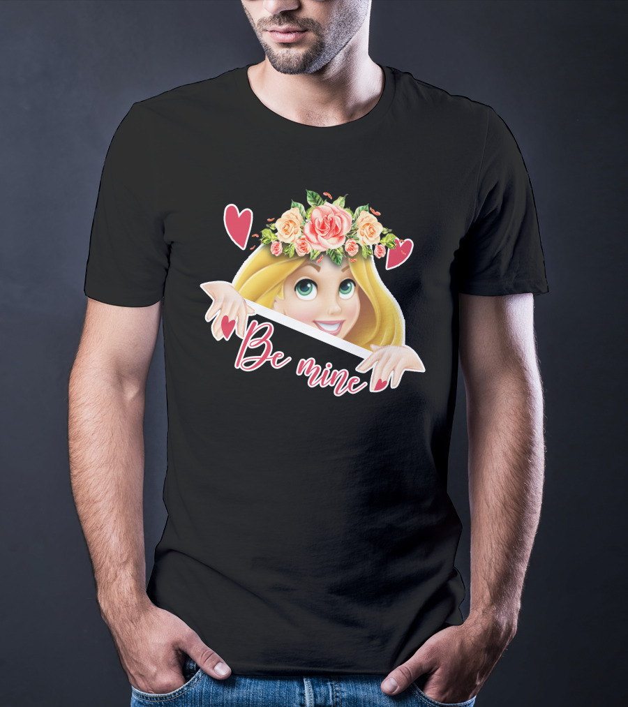 Rapunzel Floral Be Mine Valentines Hearts T-Shirt