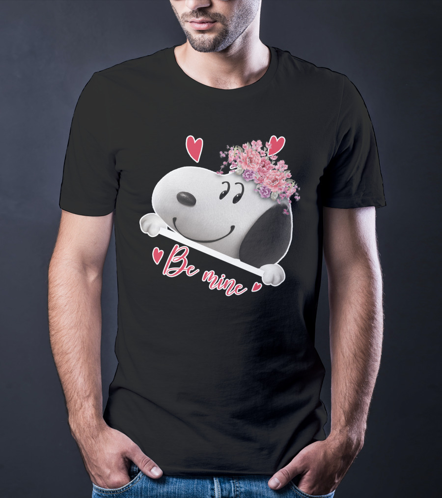 Snoopy Be Mine Hearts And Flowers T-Shirt
