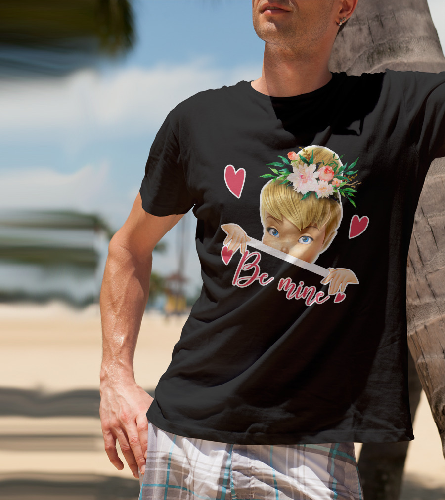Tinkerbell Be Mine Valentine's Day Hearts Floral Crown T-Shirt