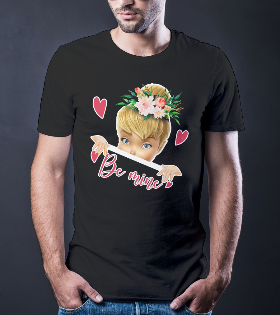 Tinkerbell Be Mine Valentine's Day Hearts Floral Crown T-Shirt