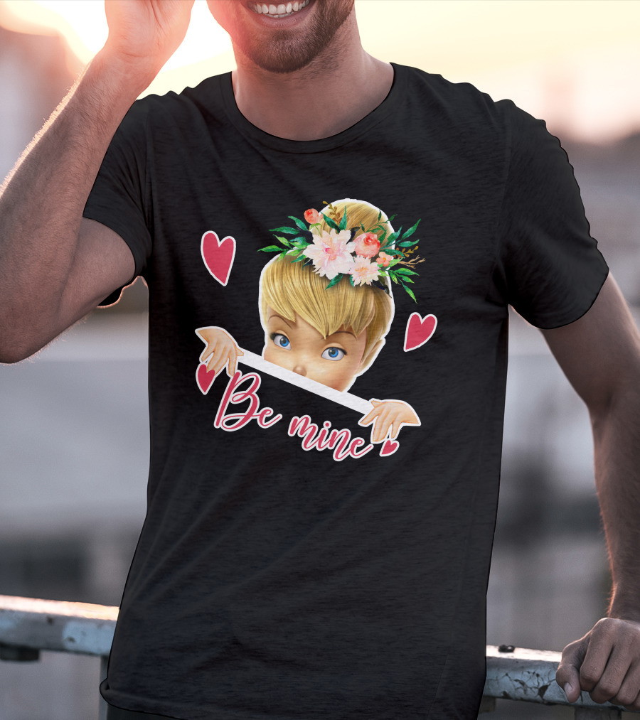 Tinkerbell Be Mine Valentine's Day Hearts Floral Crown T-Shirt