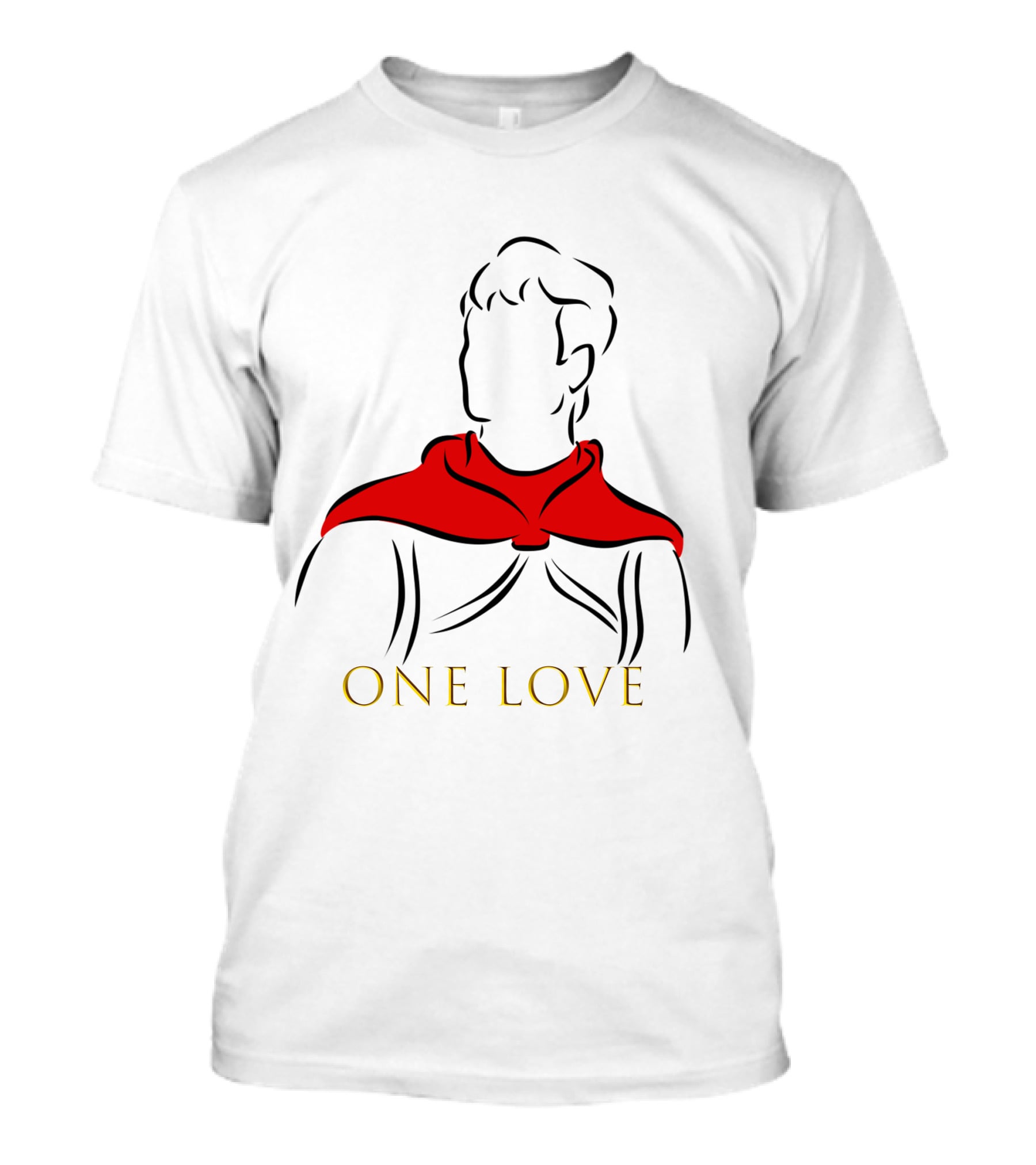 Snow White One Love Minimalist Sketch In Red And Black T-Shirt
