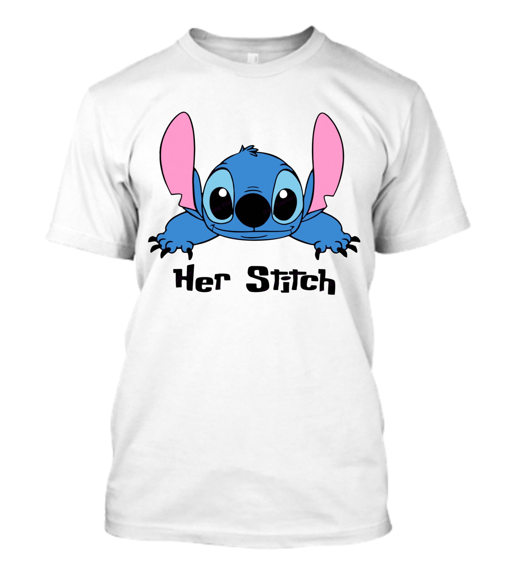 Her Stitch Cute Blue Alien Character Peeking T-Shirt