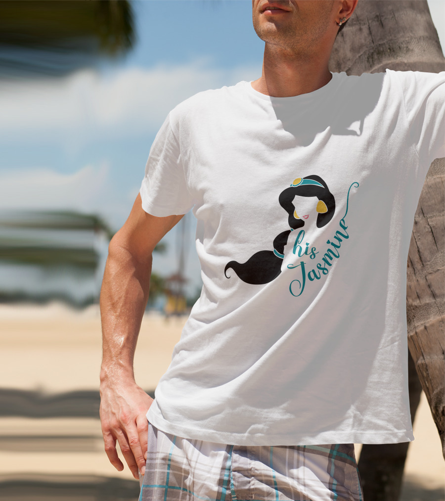 His Jasmine Princess Silhouette With Long Hair And Gold Accessories T-Shirt