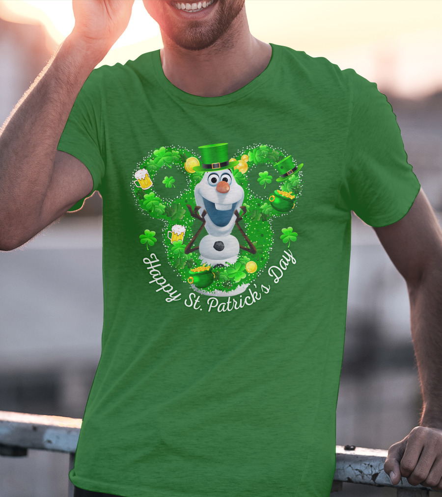 Olaf Happy St. Patrick's Day Shamrocks And Gold T-Shirt