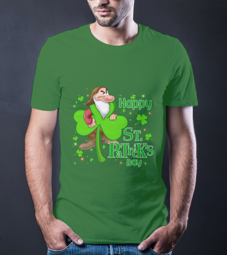 Happy St. Patrick's Day Grumpy Dwarf With Clover And Shamrocks T-Shirt