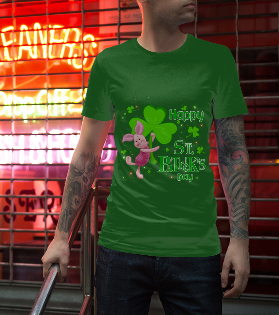 Happy St. Patrick's Day Piglet Shamrock T-Shirt