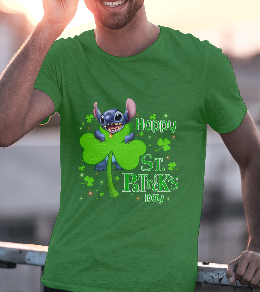 Happy St. Patrick's Day Stitch Shamrock T-Shirt
