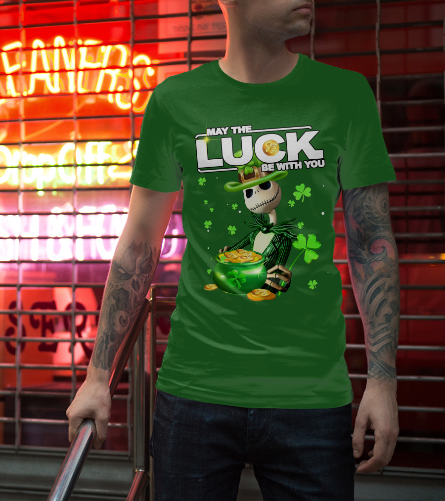 MAY THE LUCK BE WITH YOU St. Patrick's Day Jack Skellington Coin Pot T-Shirt