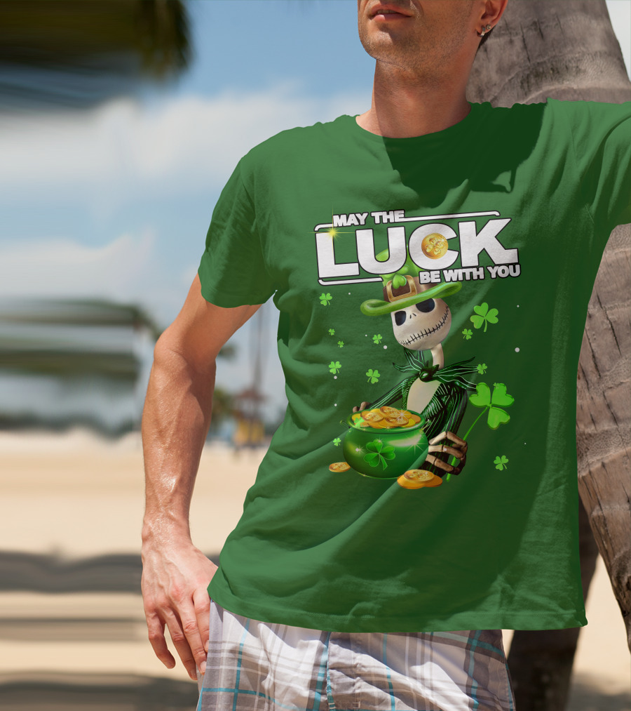 MAY THE LUCK BE WITH YOU St. Patrick's Day Jack Skellington Coin Pot T-Shirt