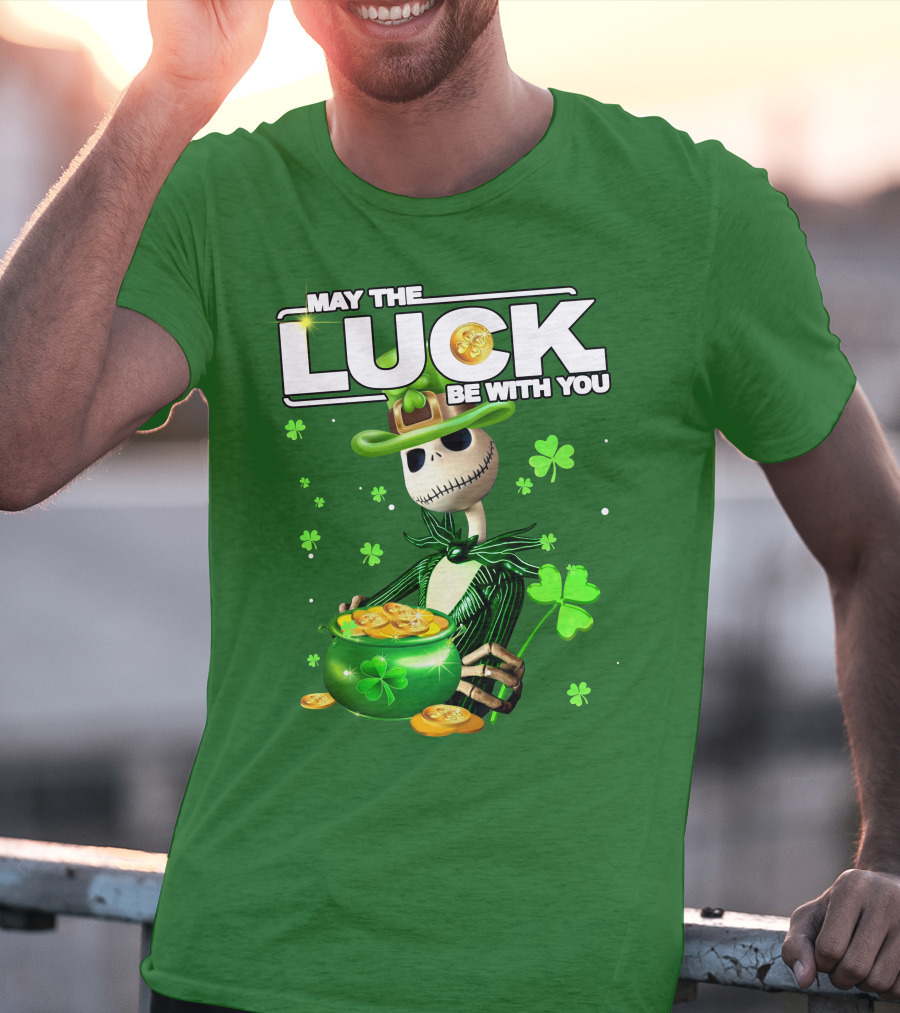 MAY THE LUCK BE WITH YOU St. Patrick's Day Jack Skellington Coin Pot T-Shirt