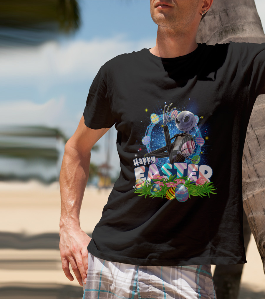 Jack Happy Easter With Eggs And Flowers T-Shirt