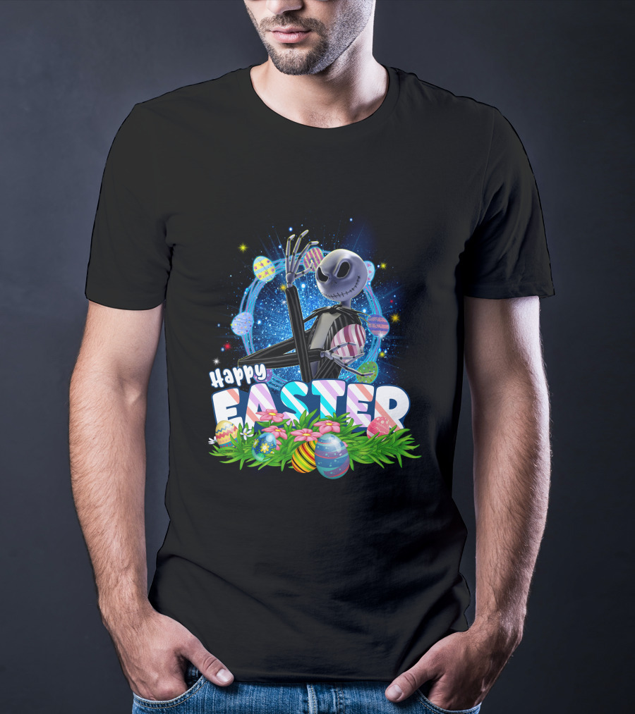 Jack Happy Easter With Eggs And Flowers T-Shirt
