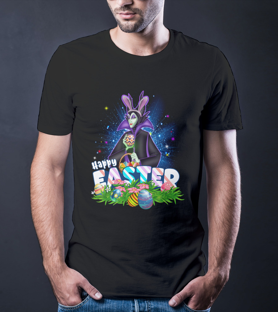 Happy Easter Maleficent With Easter Eggs And Stars T-Shirt