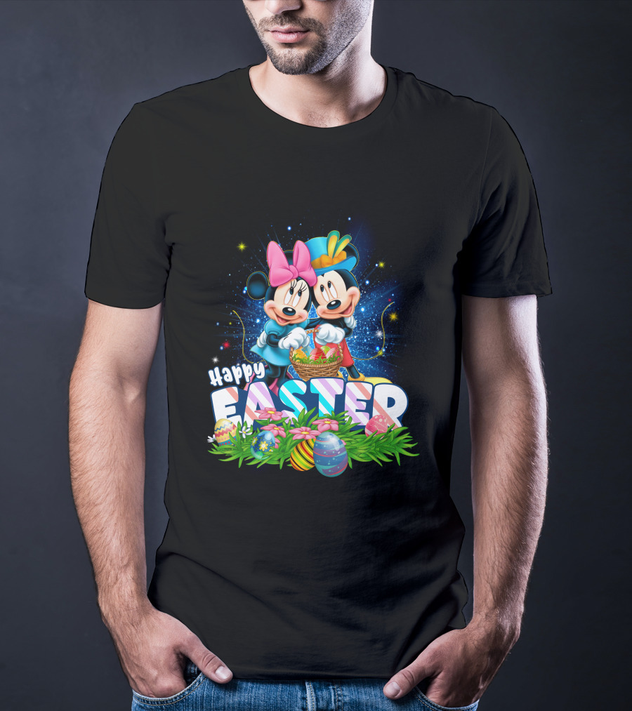 Mk Mn Happy Easter Basket Celebration With Colorful Eggs T-Shirt
