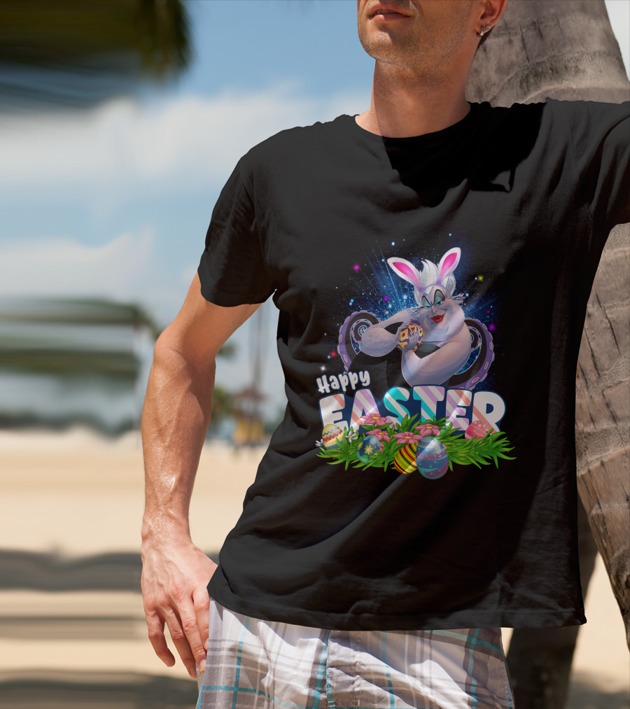 Ursula Happy Easter Bunny Eggs And Flowers T-Shirt