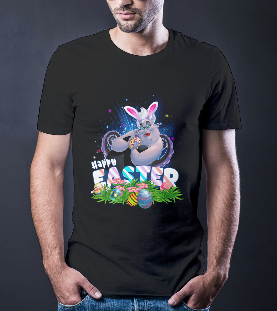 Ursula Happy Easter Bunny Eggs And Flowers T-Shirt