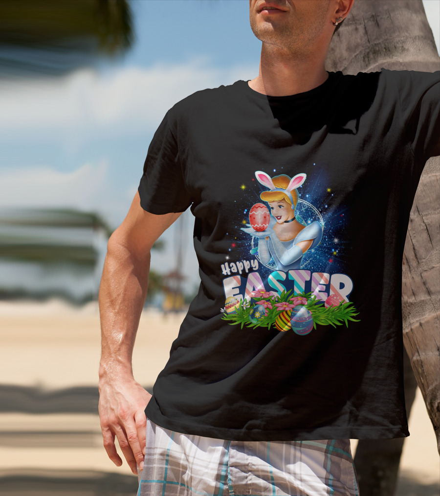 Cinderella Easter Bunny Ears With Colorful Eggs And Flowers T-Shirt