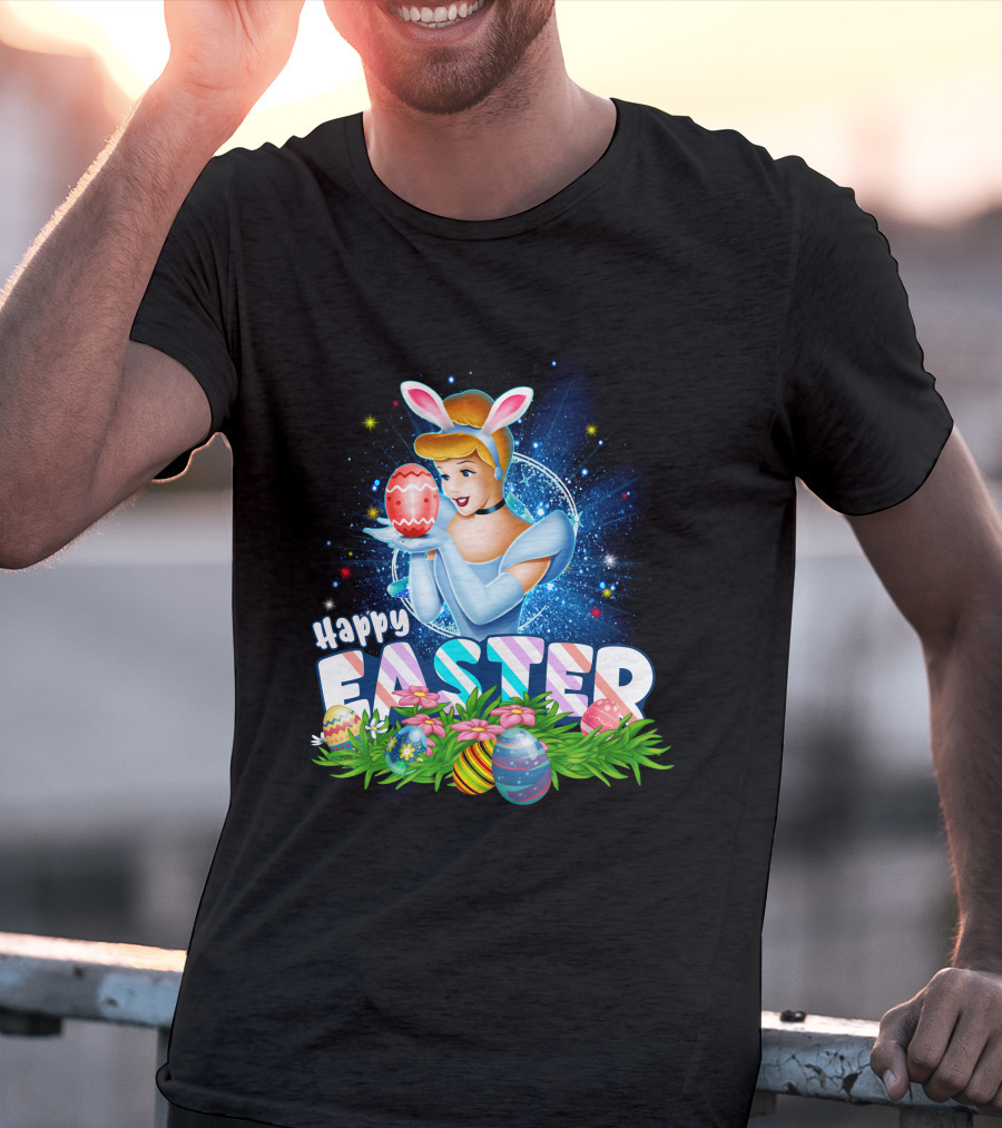 Cinderella Easter Bunny Ears With Colorful Eggs And Flowers T-Shirt