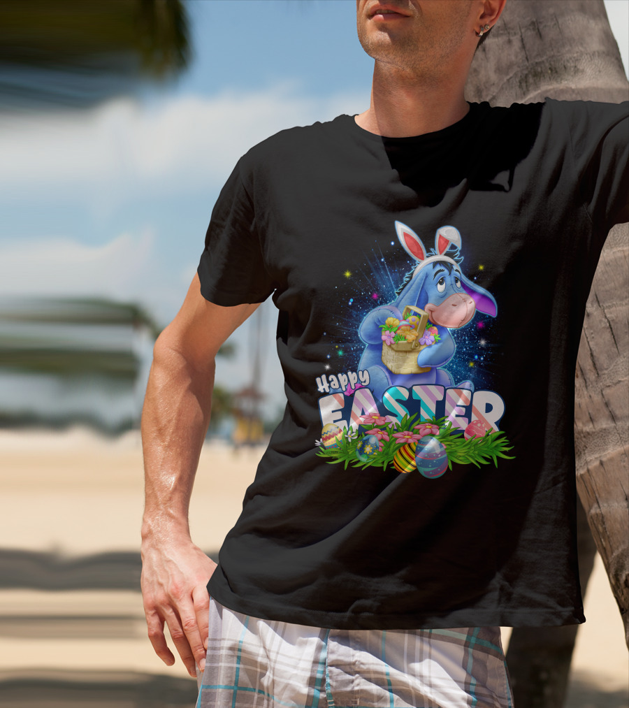Eeyore Easter Basket With Eggs And Flowers Happy Easter T-Shirt