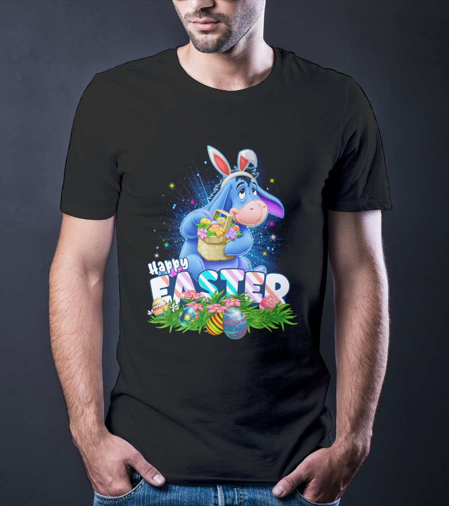 Eeyore Easter Basket With Eggs And Flowers Happy Easter T-Shirt