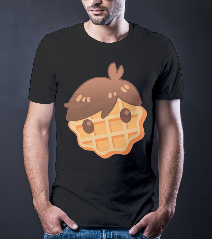 Waffle Head Cute Breakfast Character Face With Hair T-Shirt