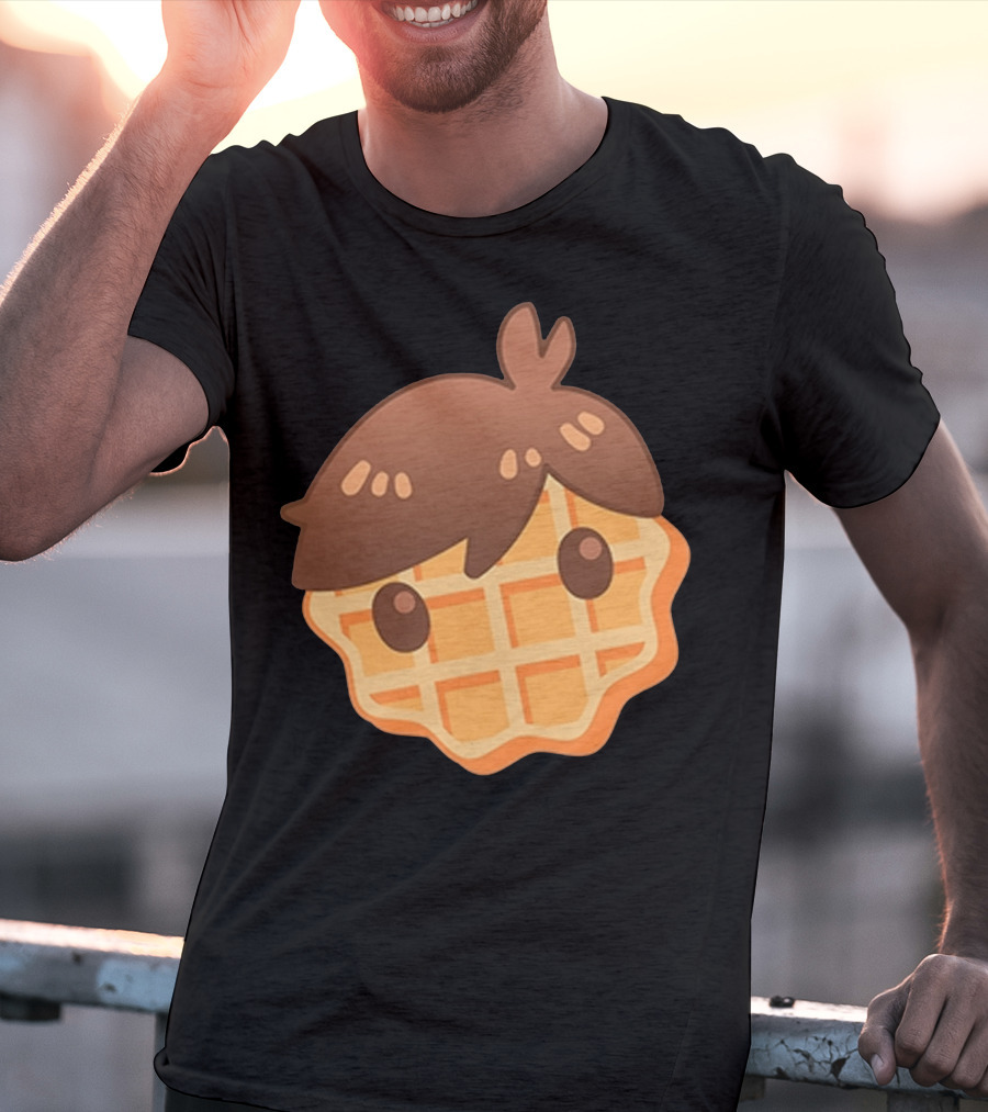 Waffle Head Cute Breakfast Character Face With Hair T-Shirt