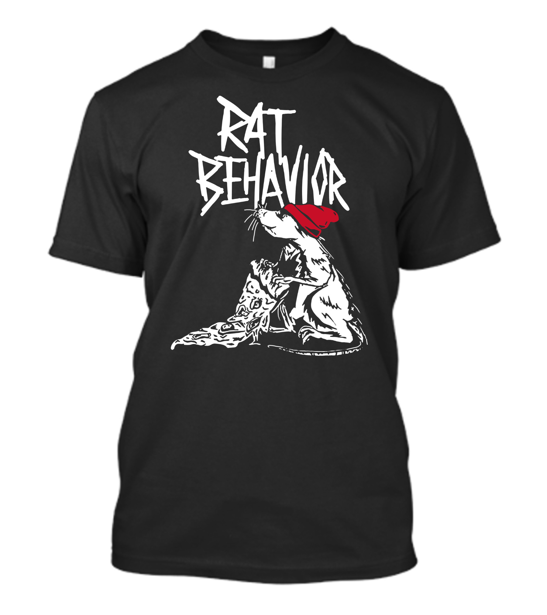 RAT BEHAVIOR Pizza Eating Rat In Red Hat T-Shirt