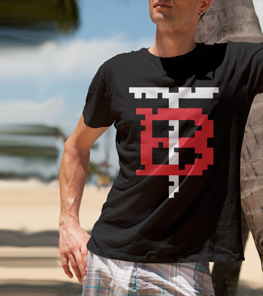 GGEZ BLACK Pixelated Red B With White T T-Shirt