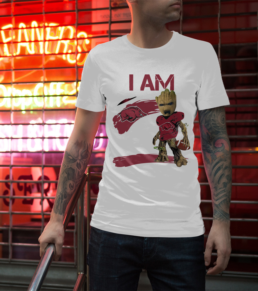 I AM Arkansas Razorbacks Football Groot Fan T-Shirt