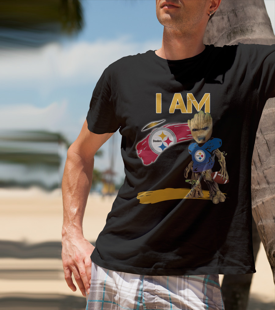 I AM Steelers Groot Football Fan Crossover T-Shirt
