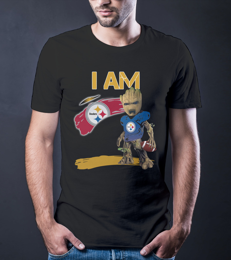 I AM Steelers Groot Football Fan Crossover T-Shirt
