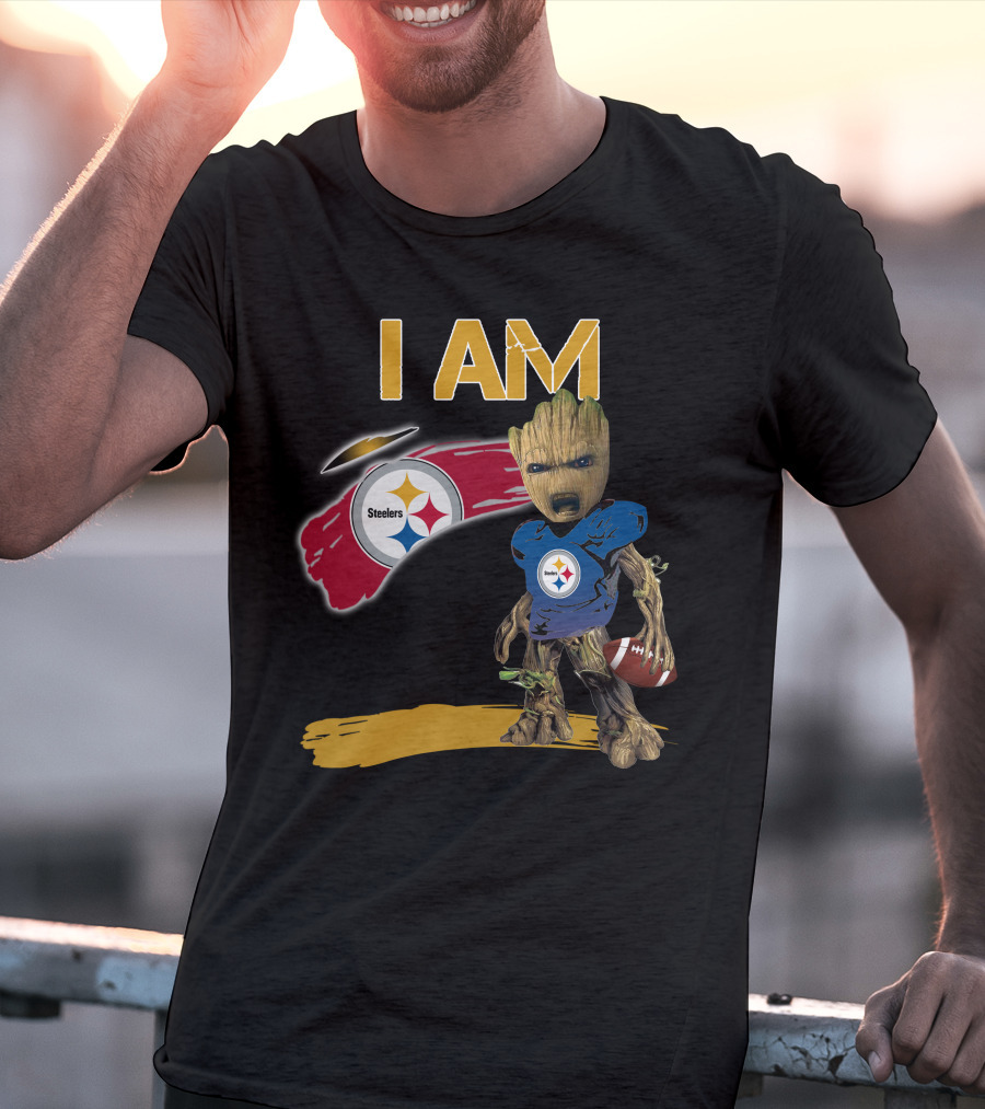 I AM Steelers Groot Football Fan Crossover T-Shirt