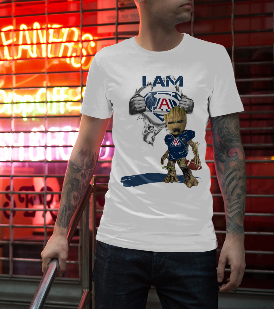 I Am Arizona Baby Groot Superman Football Fan T-Shirt