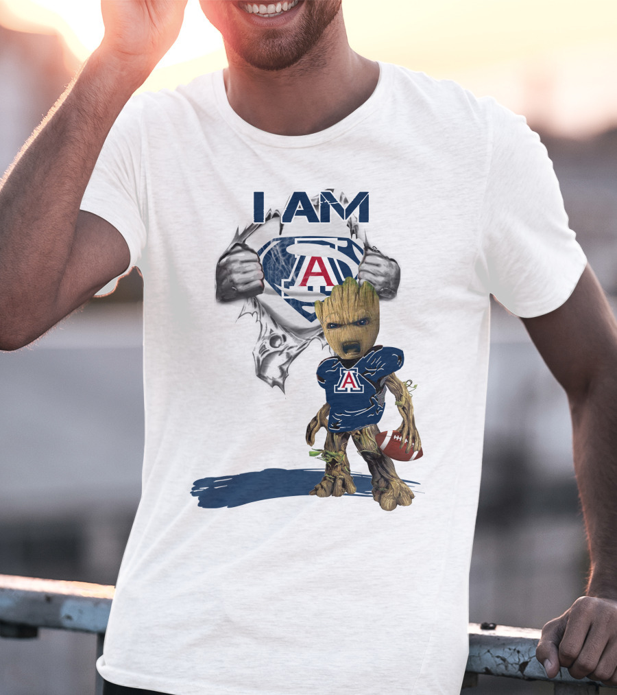 I Am Arizona Baby Groot Superman Football Fan T-Shirt