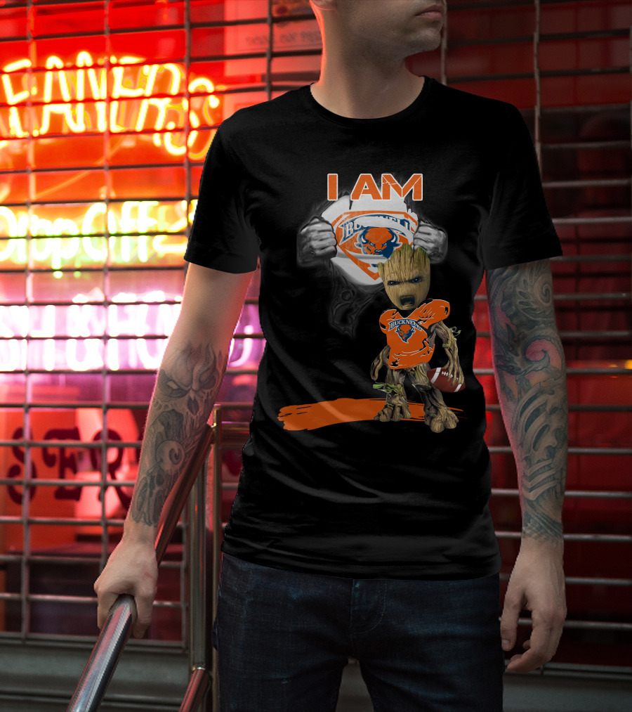 I AM Bucknell Bison Baby Groot Football T-Shirt