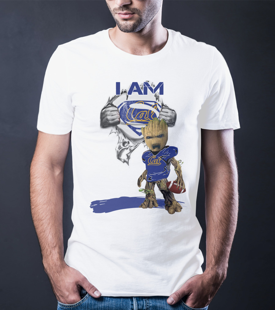 I AM Cal Baby Groot Superman Football T-Shirt