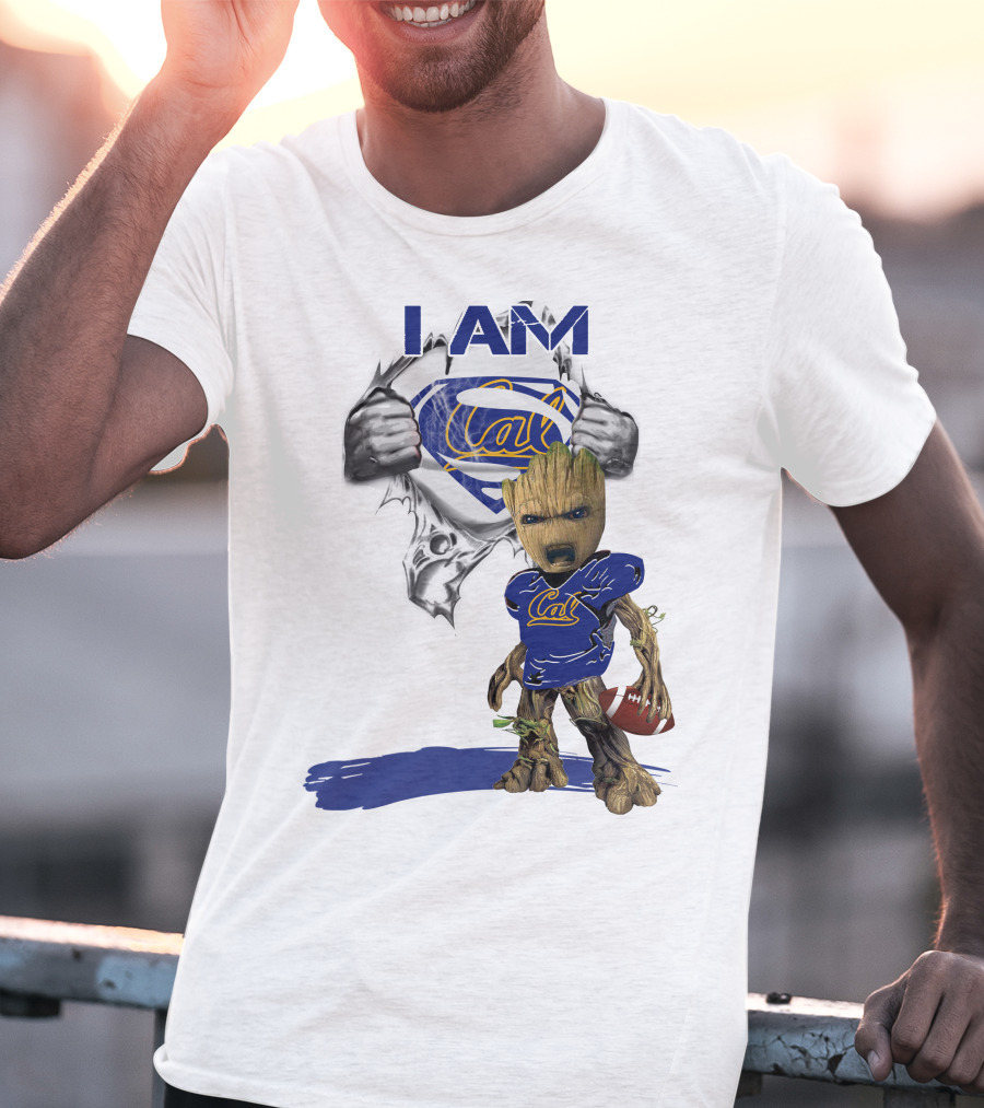 I AM Cal Baby Groot Superman Football T-Shirt