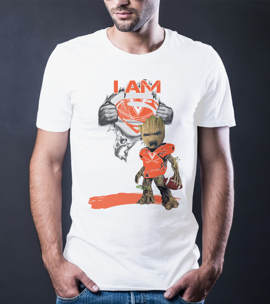 I AM Cavaliers Baby Groot Superman Football T-Shirt